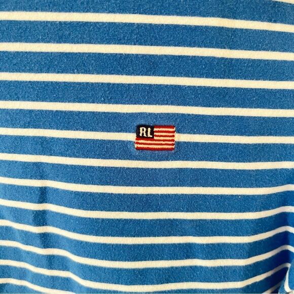 Polo Ralph Lauren Blue White Stripe Boatneck 3/4 Sleeves T-shirt - Picture 9 of 10